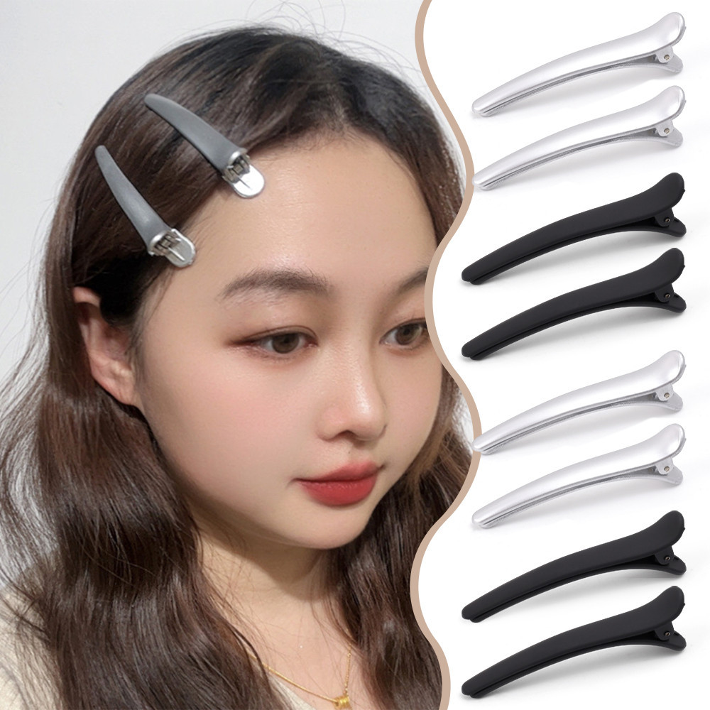 2 Kẹp Tóc Kim Loại Phong Cách Punk - Kẹp Tóc Bên hông Bạc Vàng - Kẹp Mỏ Vịt Lớn Liền Mạch Đơn Giản - Định Vị Tóc Barrettes - Mũ Phổ Biến - Hiện Vật Lông Tơ