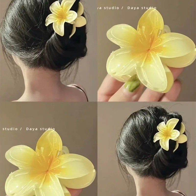 [Đặc sắc] Kẹp tóc Plumeria đơn giản - Phụ kiện tóc Dress Up - Kẹp tóc nữ ngọt ngào - Vuốt tóc hoa Gradient - Mũ nón cho bé gái - Kẹp tóc cá mập thời trang