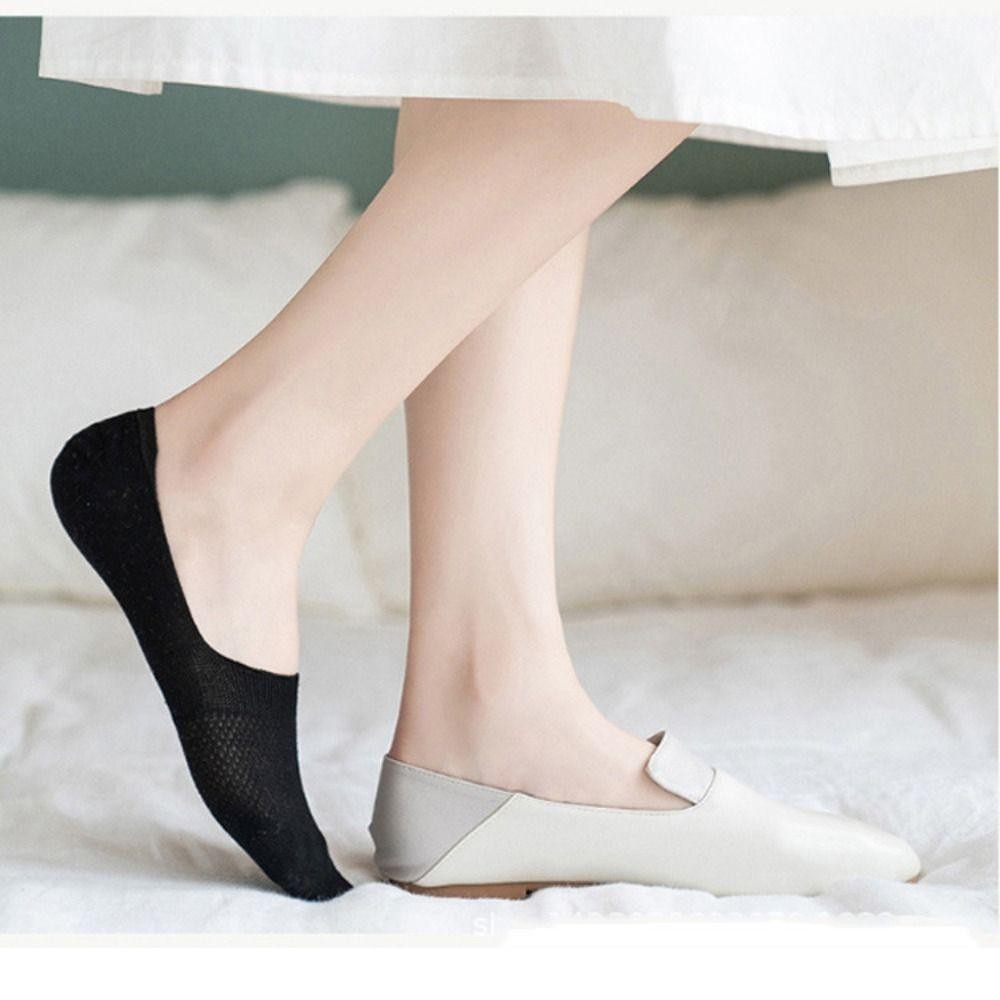 Tất vô hình HOBBYIN, Tất lưới Cotton chống trượt, Tất thuyền thoáng khí thấm mồ hôi thời trang