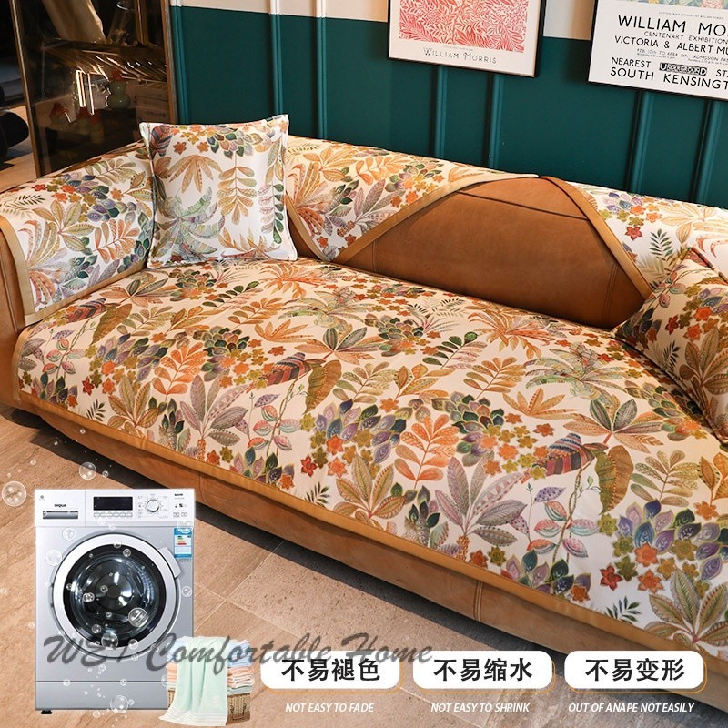 Sofa Đệm Mùa Hè Mát Thảm Ice Silk Phong Cách Mùa Hè Da Chống Trơn Trượt Sofa Đệm Bốn Mùa Đa Năng Full Cover Khăn Sau