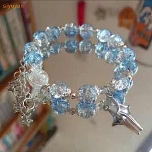 Siyuyan Ngôi Sao Mặt Dây Chuyền Vòng Tay Xu Hướng Ngọt Ngào Pha Lê Đính Hạt Vòng Tay Nữ Bé Gái Thời Trang Ánh Sáng Trang Sức Quà Tặng VN