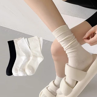 Tất vớ nữ nam cao cổ dài trắng dễ thương hàn quốc đẹp iLita chân thấp nhún đủ màu trơn đen, đỏ, vàng, xám, xanh