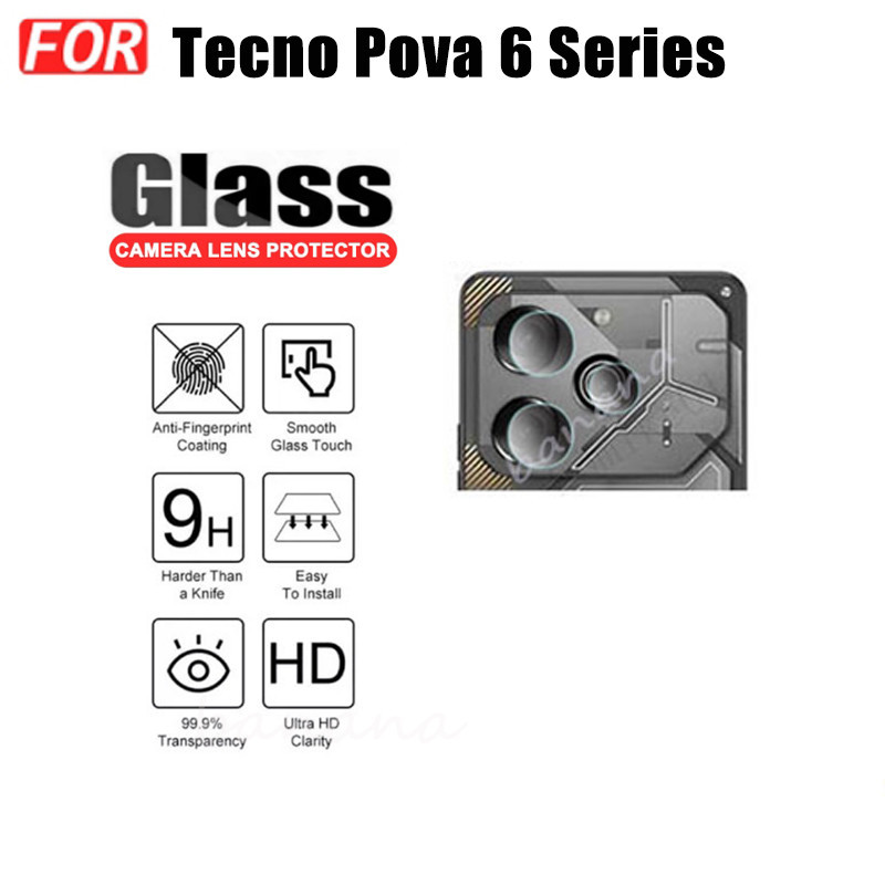 Ốp điện thoại di động chống rơi Tecno Pova 6 5G cho Tecno Pova 6 pro Spark 20 Pro 20C Go 2024 2023 Pova 5 Pro Phim kính cường lực + Phim ống kính