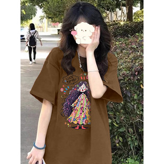 HIIXIIVI 100% Cotton Tay Ngắn Oversize Unisex Áo Thun Plus Size Người Phụ Nữ Tee Baggy Hoạt Hình Áo