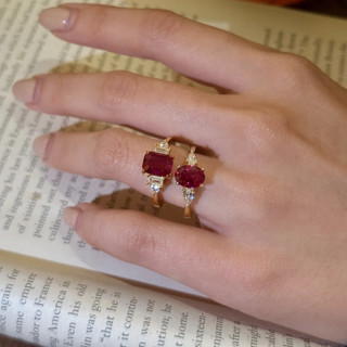 Châu Âu Mỹ ins Phong Cách Mới Ruby Công Chúa Vuông Mở Nhẫn Nữ