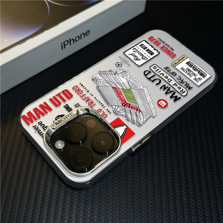 Ốp điện thoại hình minh họa sân vận động bóng đá Man UTD cho iPhone 16 15 14 13 12 11 Pro Max