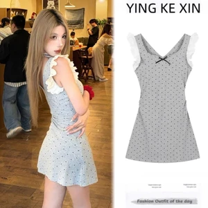 Váy đầm nữ dáng ngắn thiết kế chấm bi tay bồng xoè phong cách năng động trẻ trung XIMIMI SP259