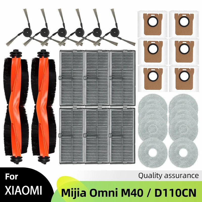 Xiaomi Mijia M40 / D110CN Robot Hút Chân Không Thay Thế Bàn Chải Bên Chính Bộ Lọc HEPA Miếng Lau Nhà Túi Bụi Phụ Kiện