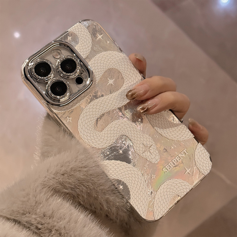 Ốp Điện Thoại Ins Style Serpent Cho Redmi Note 14 13 Pro Plus 12 Turbo 11S 11T 10T 10 9T K80 K70 K70E K60 Pro Ultra 5G 4G Vỏ Mềm Sáng Bóng Chống Sốc Mặt Sau Rắn Trắng