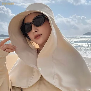 Siyuyan Mùa Hè Chống Nắng Mũ Dành Cho Nữ Vành Lớn Khăn Choàng Bảo Vệ Cổ Mũ Chống Tia UV Che Nắng Người Cá Mũ VN