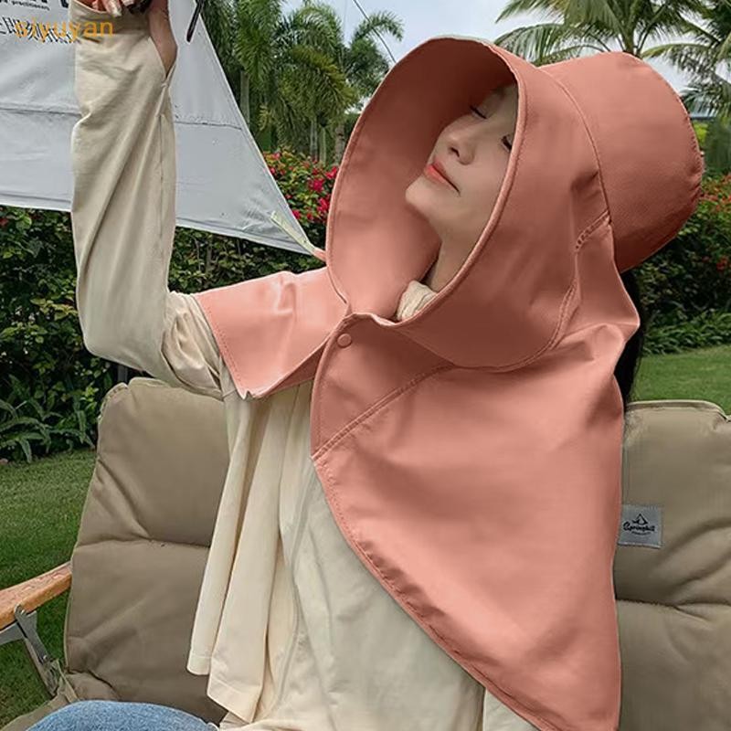 Siyuyan Mùa Hè Chống Nắng Mũ Dành Cho Nữ Vành Lớn Khăn Choàng Bảo Vệ Cổ Mũ Chống Tia UV Che Nắng Người Cá Mũ VN