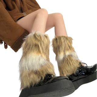 Hum Nữ Vintage Lông Chân Ấm Mùa Đông Ấm Áp Fuzzy Sang Trọng Boot Còng Tất Dài