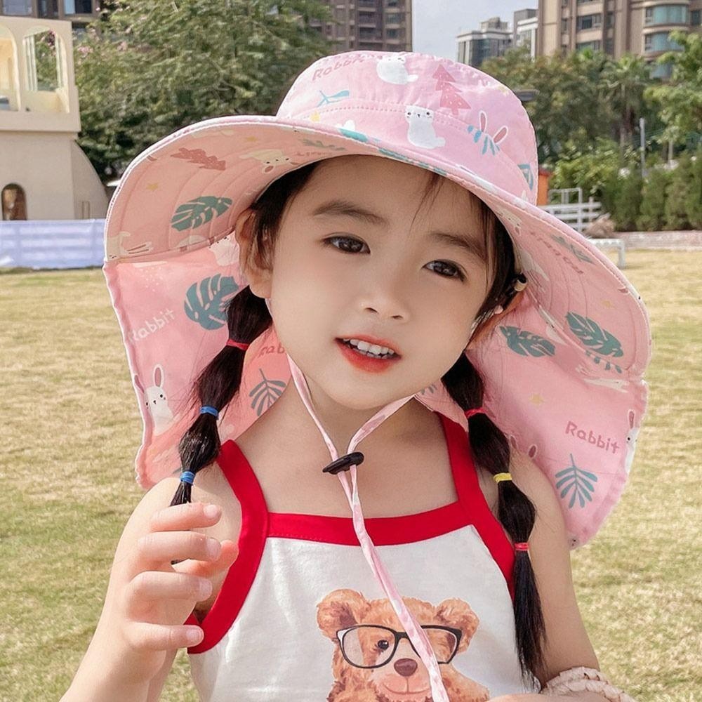 Mũ chống nắng FEDAOG, Mũ xô trẻ em bằng vải Polyester chống tia cực tím, Phim hoạt hình ngoài trời thoáng khí Mũ đi biển dễ thương cho trẻ mới biết đi