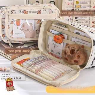 RISEDOT Capybara Pencil, Hộp bút chì mèo đen hoạt hình, Túi văn phòng phẩm dung tích lớn dễ thương Túi đựng bút học sinh