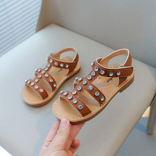 Bán Hàng Nữ Sandal Pha Lê Trẻ Em Lấp Lánh Kim Cương Giả Mùa Hè Dép Cổ Điển Trẻ Em Đi Biển Giày Công Chúa Mềm Mại