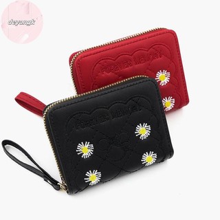 Deyangk Thời Trang Thêu Họa Tiết Tiền Xu Đơn Giản Đựng Thẻ Nhiều Khe Cắm Thẻ Ví Nữ Dây Kéo Ngắn Ví Đựng Tiền Xu Quà Tặng VN