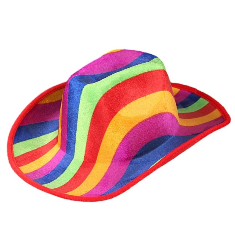 Mis Unisex Vintage Xiếc Chú Hề Mũ Giáng Sinh Flat Top Mũ Chú Hề Màu Sắc Cầu Vồng