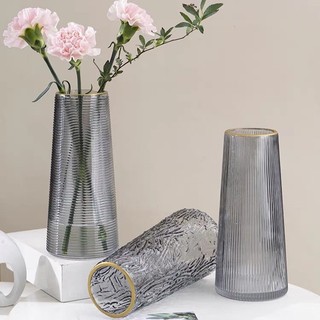 Bình hoa lọ hoa Thủy Tinh Myd.23 cổ Viền Vàng Trang Trí Phòng Khách Cắm hoa Tươi sang trọng đơn giản
