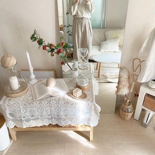 Khăn trải bàn họa tiết hoa ren  Bunnies nhiều kích cỡ lựa chọn  cho bàn chữ nhật bàn tròn bàn vuông