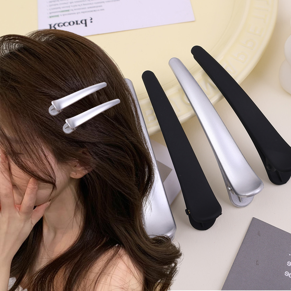 2 Kẹp Tóc Kim Loại Phong Cách Punk - Kẹp Tóc Bên Bạc Vàng - Kẹp Mỏ Vịt Lớn Liền Mạch Đơn Giản - Định Vị Tóc Barrettes - Hiện Vật Lông Tơ - Mũ Phổ Biến