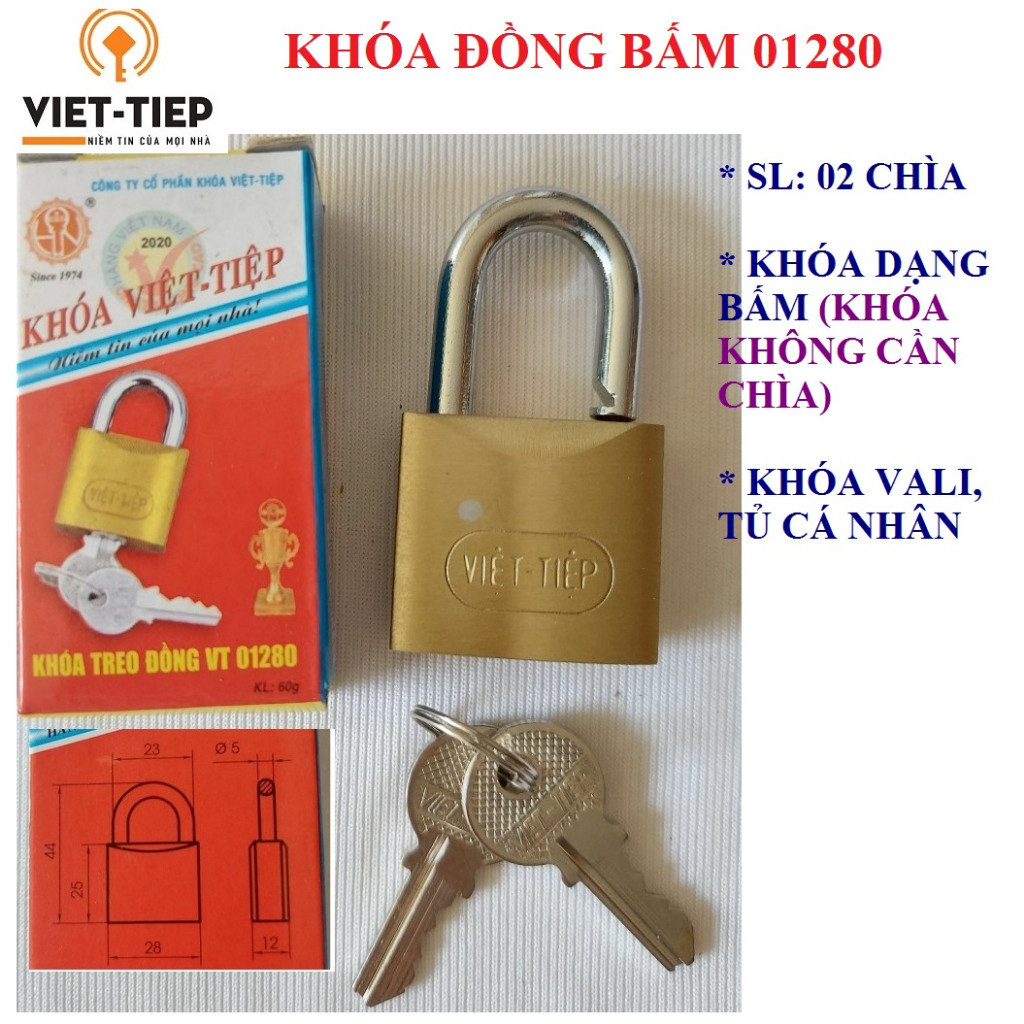 [Hỏa tốc HCM] Khóa đồng bấm Việt Tiệp 01280 - khóa tủ cá nhân hoặc vali ...