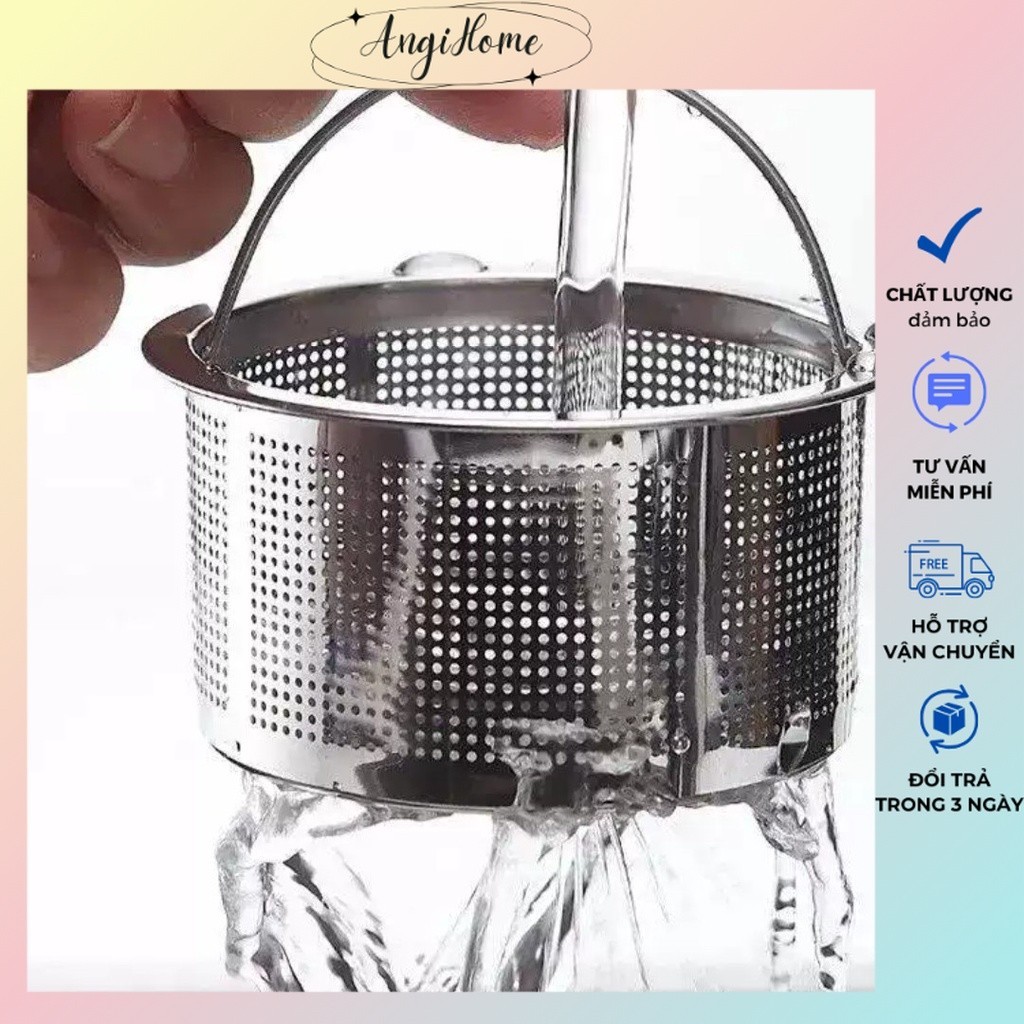 Giỏ lưới lọc rác thiết kế vừa với mọi bồn rửa chén inox 304 có quai xách tiện lợi 7.5x6cm ANGIHOME