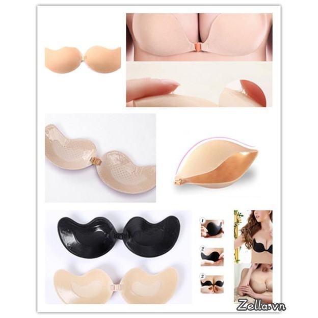 Áo ngực dính nữ nâng ngực Push up Strapless Invisible Plunge Backless Sticky Brassiere Tube Tops Có thể giặt được & tái sử dụng