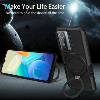 Dành Cho Vivo Y76 5G / Y76s Ốp điện thoại PC Cứng Mặt Sau Mềm TPU Edge Quân Sự Cấp Chống Rơi Chống Sốc Mỏng Bao