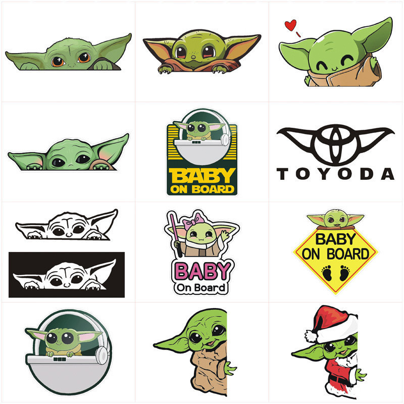 Hl Scratches trên cửa sổ phía sau kính và nhãn dán ô tô chặn miếng dán trang trí xe hơi chống thấm nước Yoda Baby Mandalorian