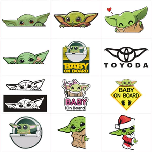 Hl Scratches trên cửa sổ phía sau kính và nhãn dán ô tô chặn miếng dán trang trí xe hơi chống thấm nước Yoda Baby Mandalorian