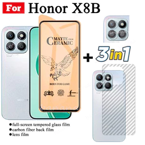 Kính cường lực gốm 3 TRONG 1Honor X8b cho Honor X8 B X 8B Ống kính máy ảnh Kính bảo vệ màn hình và phim mặt sau