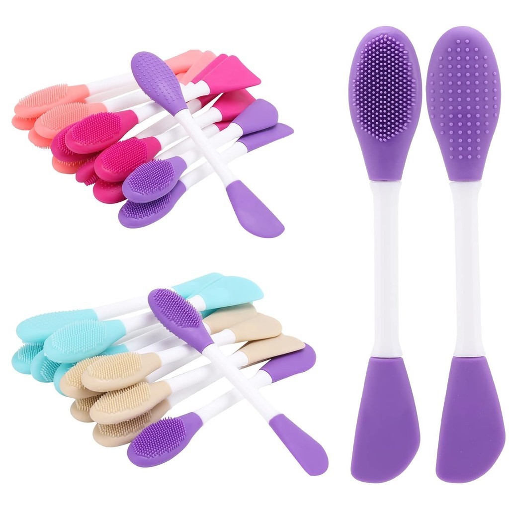 Bàn chải môi tẩy tế bào chết bằng silicon hai đầu & Mũi tẩy tế bào chết mụn đầu đen Bàn chải làm sạch sâu Dụng cụ làm sạch da mặt