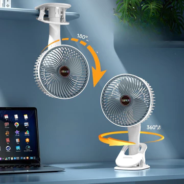 Quạt kẹp bàn tích điện SUPER 3 tốc độ gió có giá đỡ điện thoại - Quạt tích điện để bàn siêu mát bảo hành 12 tháng