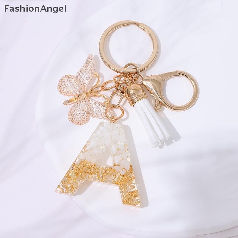 FashionAngel A To Z Chữ Móc Khóa 26 Chữ Cái Ban Đầu Bảng Chữ Cái Trắng Dây Móc Khóa Túi Thời Trang Trang Trang Trí Xe Nhăn Quà Tặng VN