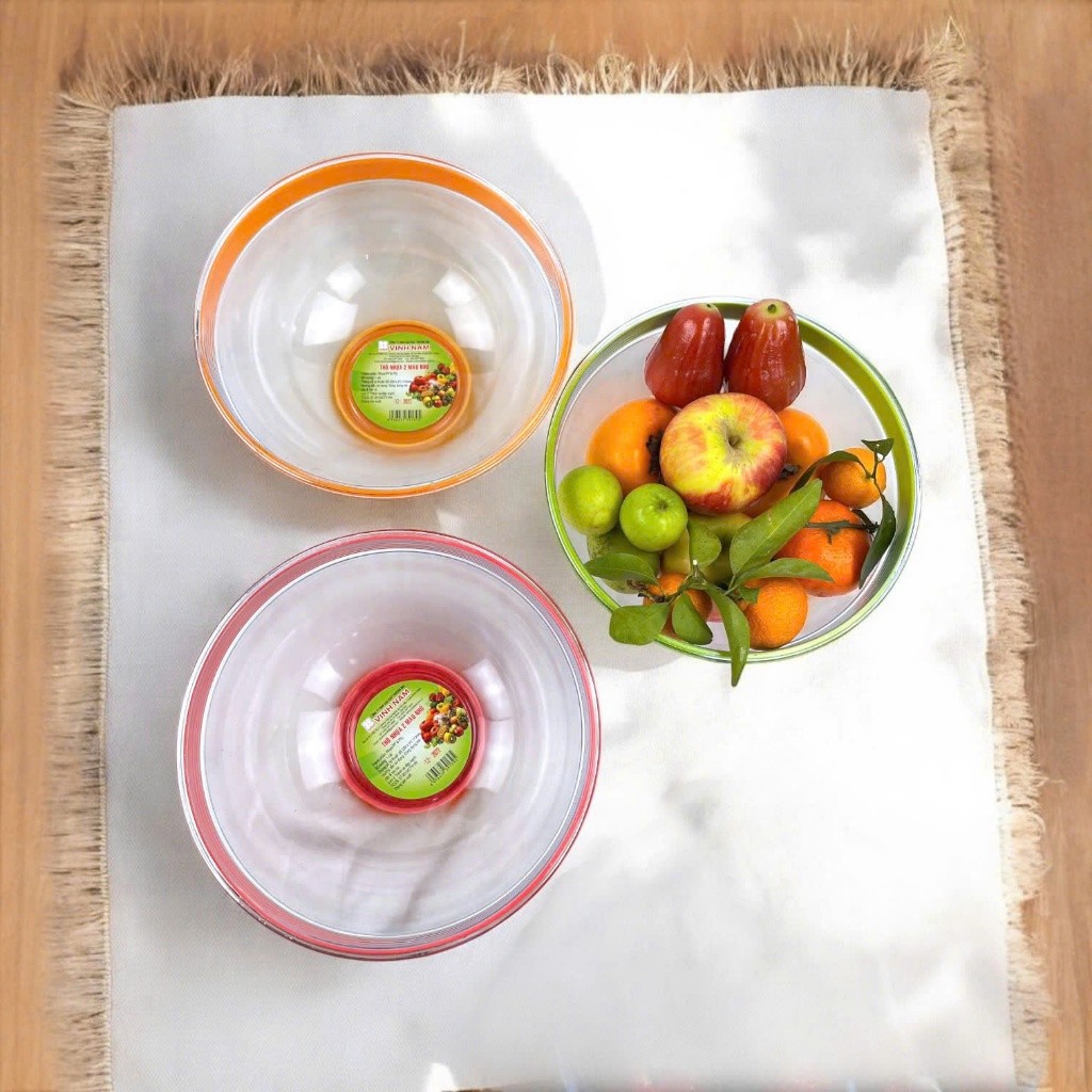 Thố Nhựa 2 Màu Vinh Nam Plastic Thiết Kế Trong Suốt Sang Trọng Đựng Thực Phẩm An Toàn Mã 139 - 140