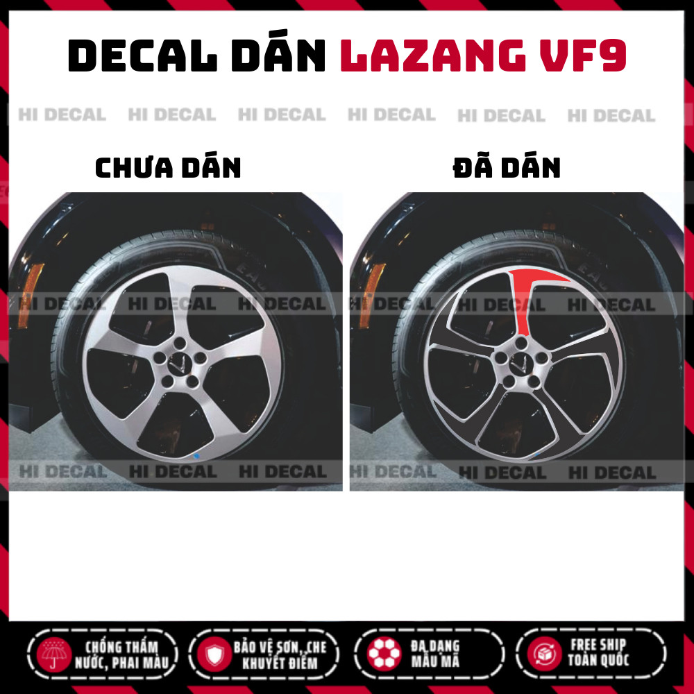 Tem Lazang VF9, Decal dán mâm VF9 trang trí tạo điểm nhấn