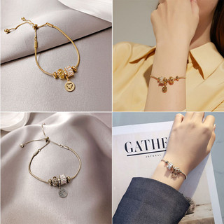 lắc tay bạc nữ tình yêu zircon tròn dành vòng tay vàng kéo khí chất thời trang