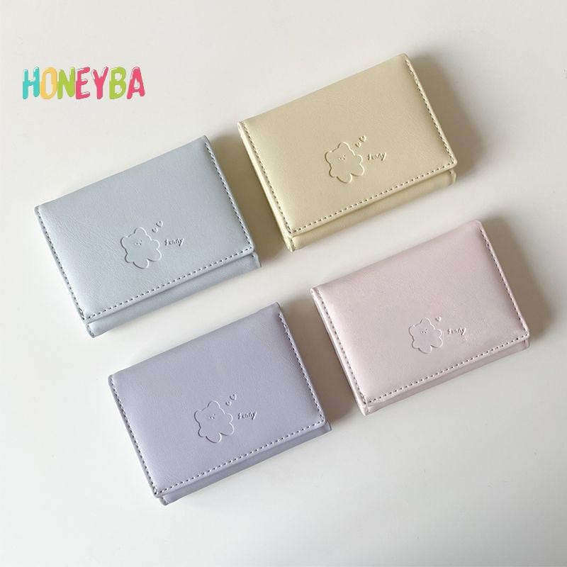 < Honeyba > Ví Gấu Nữ Dễ Thương Ba Đa Năng Ví Ngắn Gấp Đựng Thẻ Ví Đựng Tiền Xu Túi Đựng Thẻ Nữ Kẹp Túi Hoạt Hình