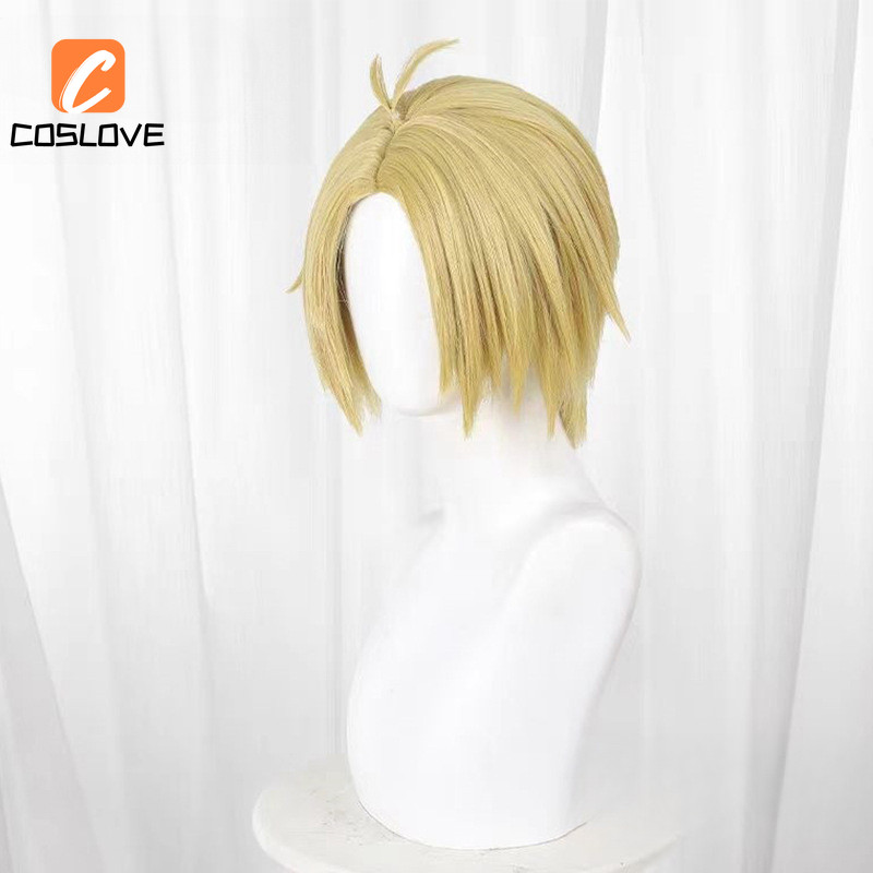 Anime Sakamoto Ngày Asakura Xin Cosplay tóc giả ngắn vàng thẳng phù hợp trang trí