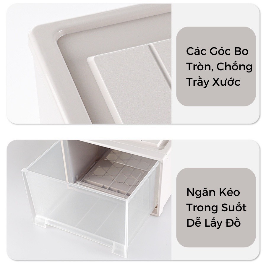 Hộp Ngăn Kéo Đựng Quần Áo 45L Enoda Home, Hộp Lưu Trữ Đồ Đạc Dạng Ngăn Kéo Nhựa Cao Cấp Dày Dặn Q006
