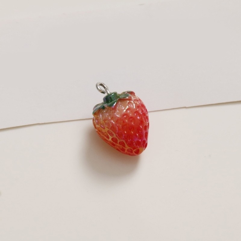 Ff Ngọt Ngào Hình Dâu Trang Sức Hạt Nhựa Mặt Dây Chuyền Làm Đồ Trang Sức Handmade