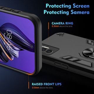 Dành Cho Tecno POVA 3 Ốp điện thoại Có Chân Đế Vòng Metel Giá Đỡ Từ Tính Lưng Cứng Mềm TPU Cạnh Chống Sốc Chống Rơi Mỏng Bao
