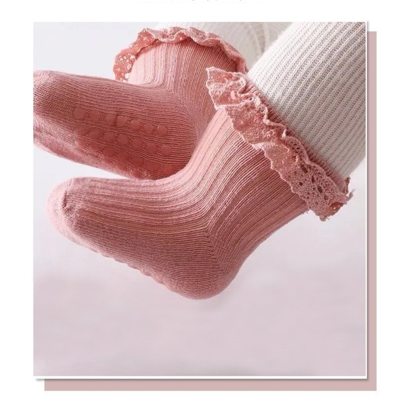 Sela 0-6 Tháng Cho Bé Tất Cotton Công Chúa Bé Gái Xù Ren Mắt Cá Chân Tất Chắc Chắn Tay Cầm Ngắn Chân Tất Cho Wearin Hàng Ngày