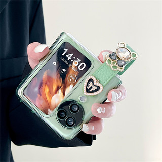 Ốp điện thoại gấp cho Oppo Find N2 N3 Flip Vỏ trong suốt Vòng tay gấu kim cương Vỏ điện thoại dính mềm