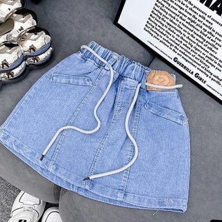 CV8- Chân váy jean bò bé gái kèm dây phù kiện - Size 8-20Kg