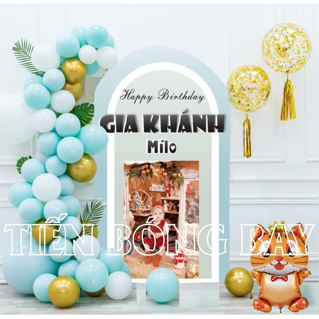[ Tặng Kèm Đồ Trang Trí ] Set Bóng Bay Trang Trí Sinh Nhật In Ảnh In Tên Bé Trai - Tiến Bóng Bay