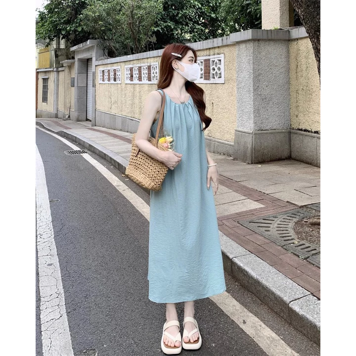 Váy đi biển Váy 2 dây Đầm bigsize nữ Đầm công chúa Váy đi biển Đầm dây kỳ nghỉ bên bờ dài đi biển