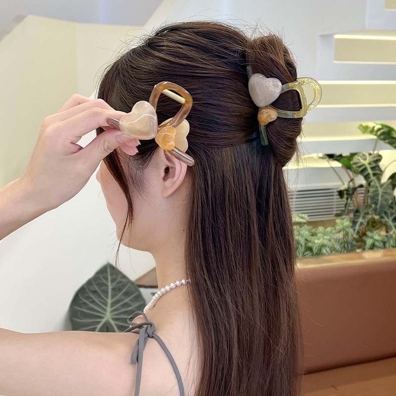 Kẹp Tóc Càng Cua Đính Trái Tim  Đôi Xinh Xắn Phong Cách Hàn Quốc Phụ Kiện Tóc Nữ Empoli