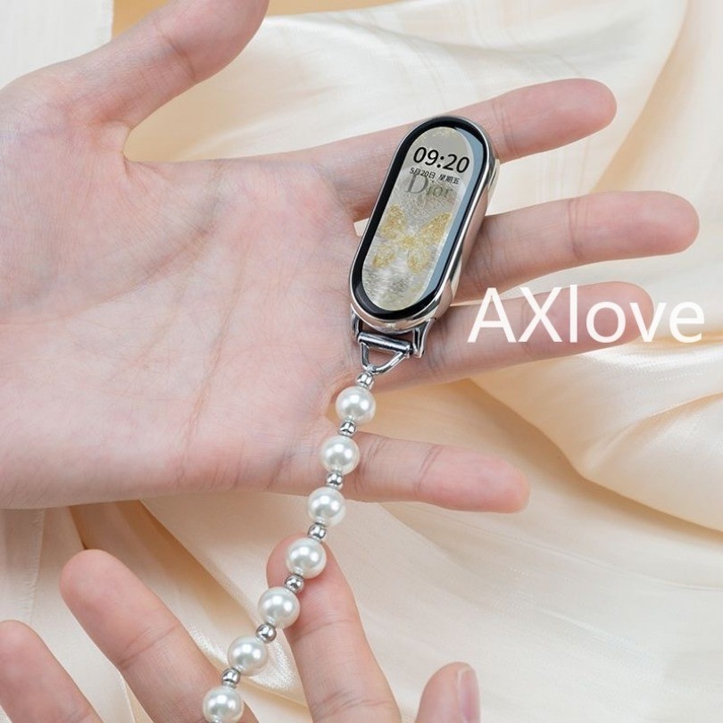 Ngọc Trai Trắng Mi Band 10 9 8 NFC Vòng Tay Trang Sức Dây Đeo Đồng Hồ Cho Xiaomi Mi Band 8 Dây Đeo Tay Vòng Co Giãn