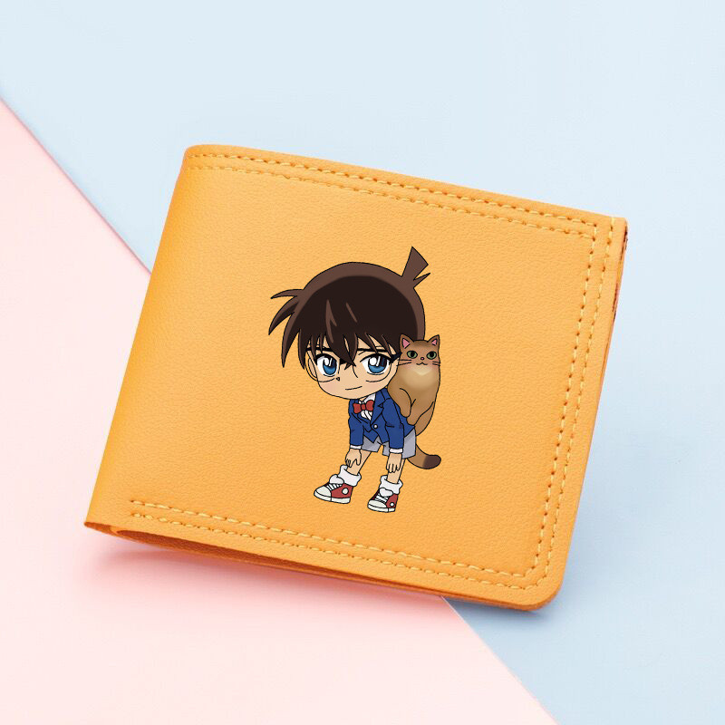 Siy7 Thám Tử Lừng Danh Conan Hoạt Hình Anime Ví Ngắn Sinh Viên Túi Cầm Tay In Đa Năng Khe Cắm Thẻ Túi